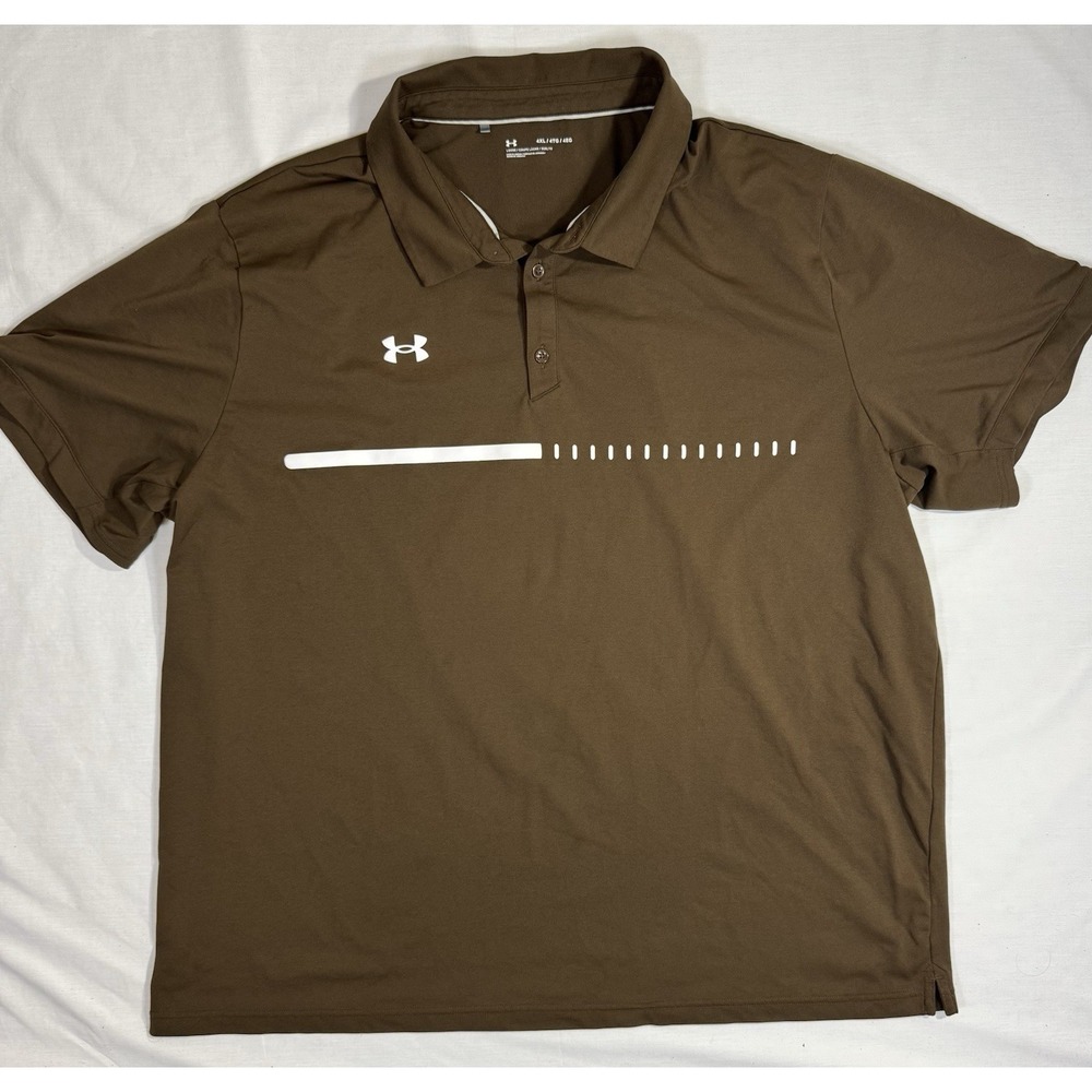 Under Armour Victory Golf Polo Brown White Stripe‎ 4XL Short Sleeve NWOT